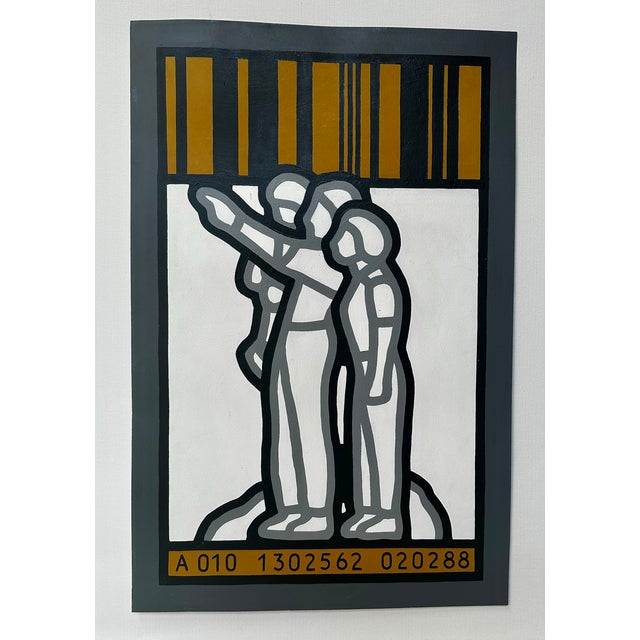 "A010 130 2562 20288" by Jean Paul Albinet. Signed on back. Dated 1988 Paris. Acrylic on Canvas - H26" x W: 17 1/4"...