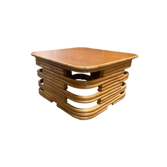 Restored 1930s 6-Strand Square Pretzel Stacked Rattan Lounge Chair, Sofa Livingroom Set - 6 Pieces For Sale - Image 12 of 12