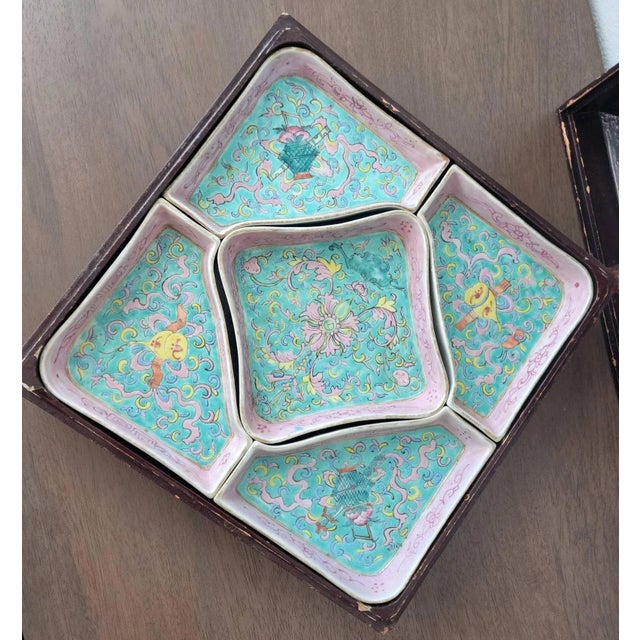 Antique Chinese Famille Rose Porcelain Sweetmeat Dishes For Sale - Image 4 of 11