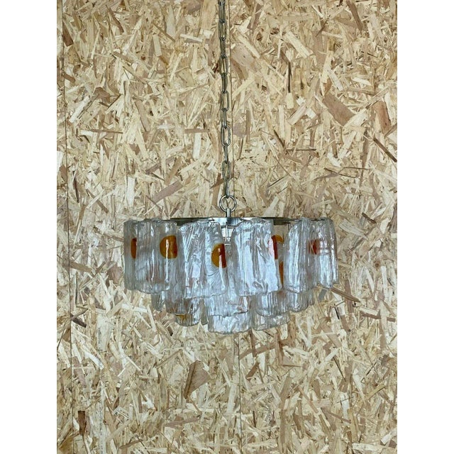 Large Murano Glass and Chrome Chandelier, 1960s For Sale - Image 3 of 13