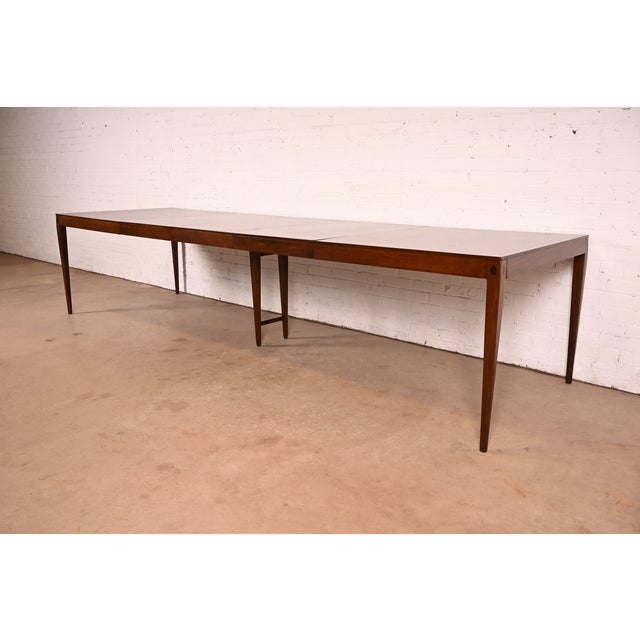 Mid-Century Modern Kipp Stewart for Directional Mid-Century Modern Walnut Extension Dining Table | Newly Refinished For Sale - Image 3 of 16