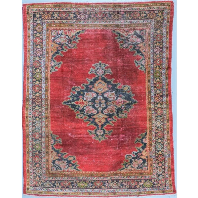 1900 - 1909 1900s Hand Knotted Antique Persian Sultan Abad Rug - 7'9"x 9'8" For Sale - Image 5 of 5