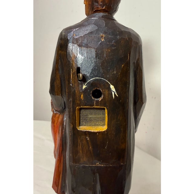 Rare Antique Hand Carved Wood Theo Roosevelt German Whistler Sculpture Statue For Sale - Image 11 of 13