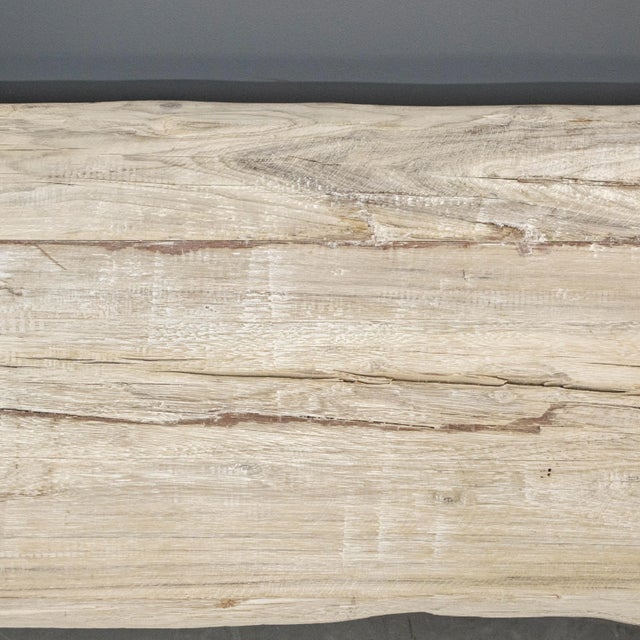 Rustic Reclaimed Hardwood Slab Coffee Table With White Paint | Chairish