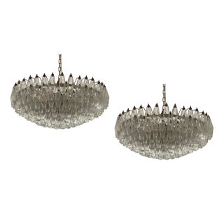 Large Murano Chandeliers in the style of Carlo Scarpa, Set of 2 For Sale