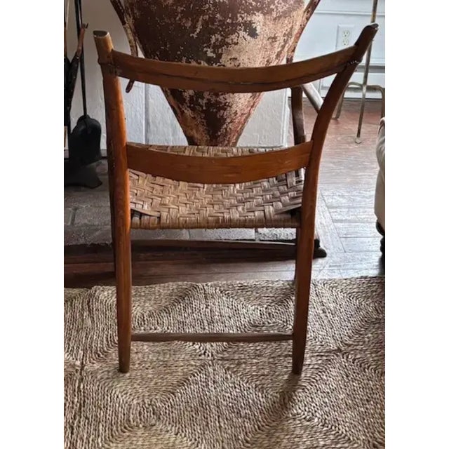 Antique Primitive Bentwood Arm Ladder Back Chair With Original Woven Splint Seat For Sale In New York - Image 6 of 10