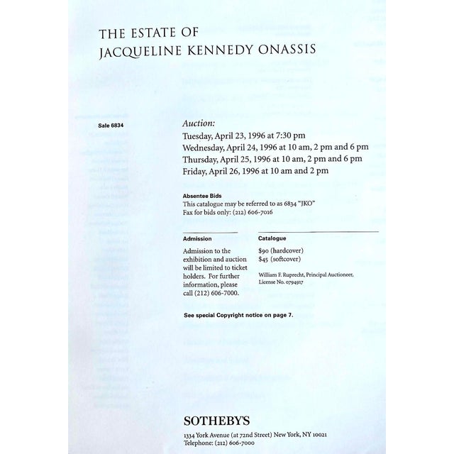 1996 Sothebys Catalog Estate of Jacqueline Kennedy Onassis, Hardcover, Sale Number 6834 For Sale - Image 17 of 18