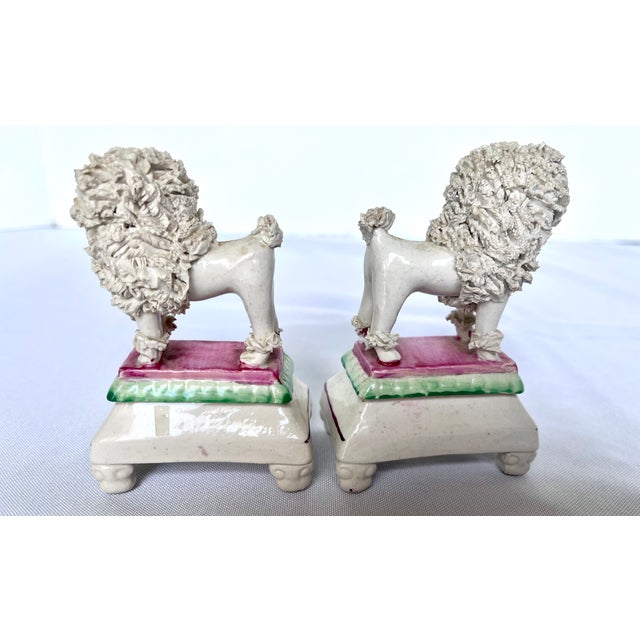 Antique Victorian Staffordshire Spaghetti Poodles on Pillow Bases - A Pair For Sale - Image 14 of 16