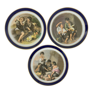Vintage Echt Cobalt Inglasur Golden Crown Schumann Arzberg German Plates- Set of 3