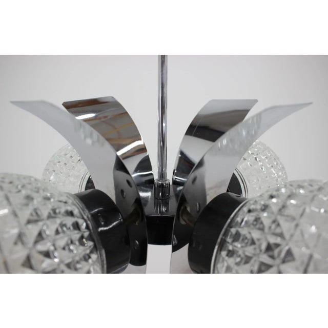 Chrome Plating and Glass Ceiling Lamp, 1970s For Sale - Image 4 of 6