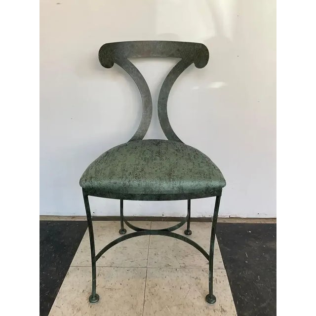 1990s 1990s Green Steel Patinated Klismos Chairs - A Pair For Sale - Image 5 of 13