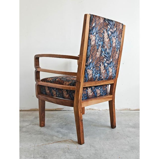 Art Deco Armchairs in Walnut with Floral Plush Upholstery, 1930s, Set of 2 For Sale - Image 10 of 15