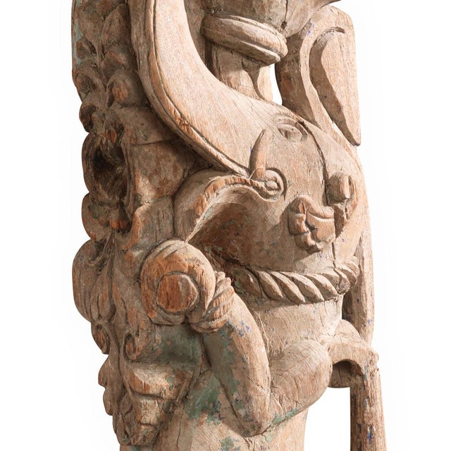 1940s 20th Century Indian Yali Carving on Stand, 1940s For Sale - Image 5 of 6