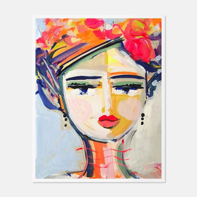 Contemporary Citrus Girl by Maren Devine in White Frame, Large Art Print For Sale - Image 3 of 3