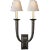 Modern Visual Comfort Signature French Deco Horn Double Sconce in Bronze with Natural Paper Shades For Sale - Image 3 of 3