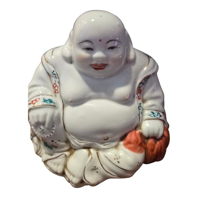 Vintage Chinese Porcelain Laughing Buddha Figurine (Budai) For Sale