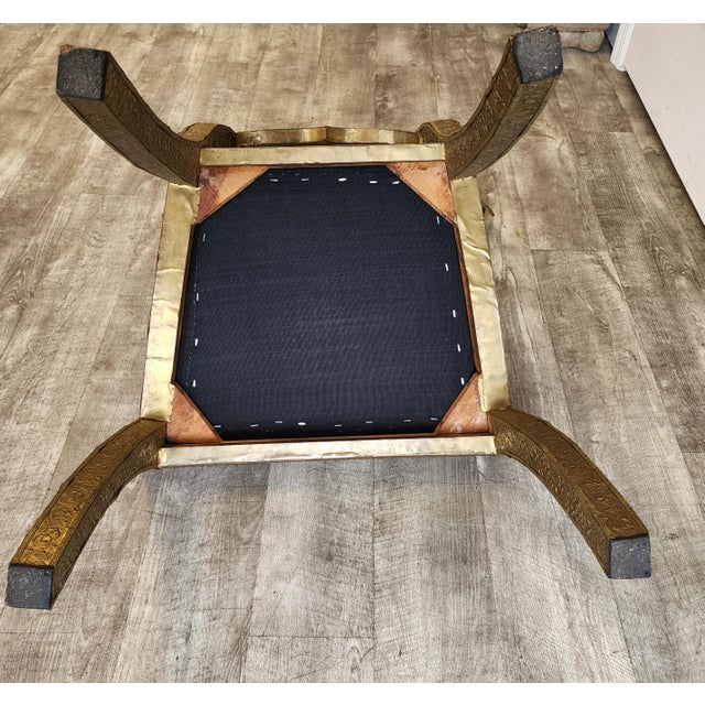 Vintage Regency Anglo-Indian Ram's Head Brass-Clad Wedding Side Chair For Sale - Image 18 of 18