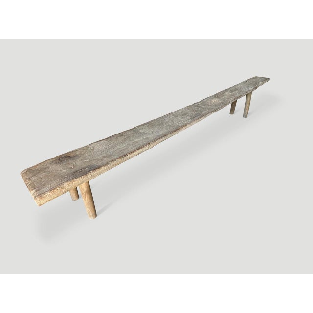 Andrianna Shamaris Impressive Wabi Sabi Long Teak Wood Bench For Sale In New York - Image 6 of 18
