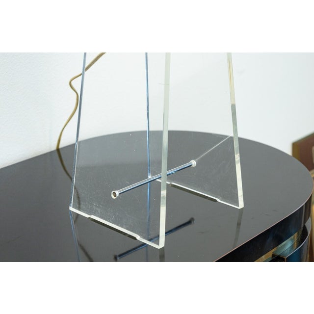 Vintage 1980s Lucite Table Lamp With Chrome Accents 1980's For Sale In Detroit - Image 6 of 6