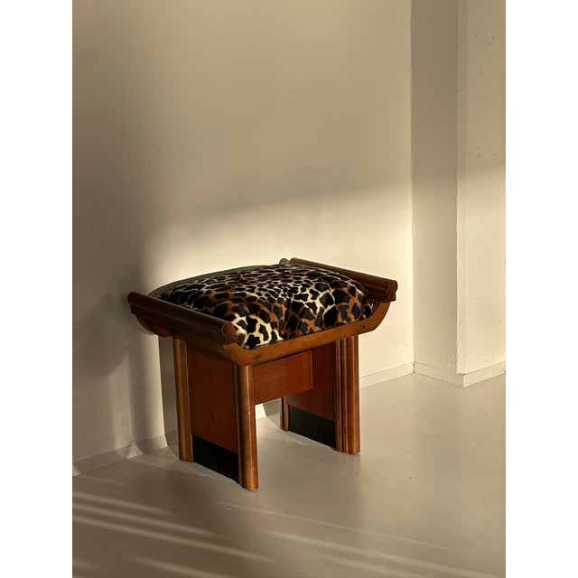 1930s Art Deco Ottoman in Spotted Leo Fabric, 1930s For Sale - Image 5 of 6