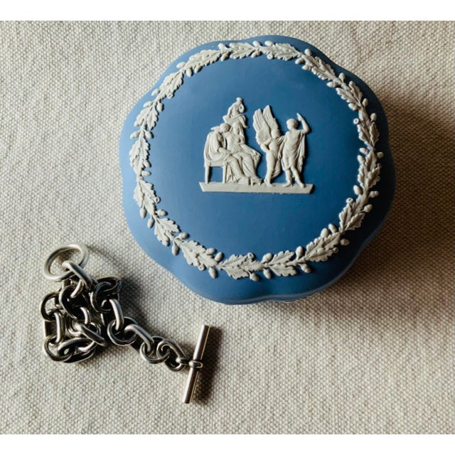 Vintage Wedgwood Blue Jasperware Scalloped Trinket Box - East Hampton Estate Find For Sale - Image 17 of 18
