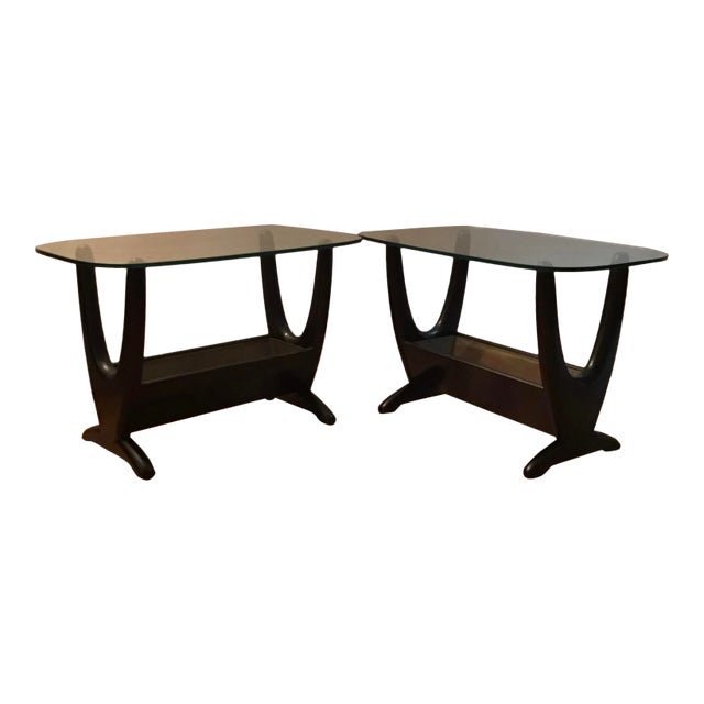 Mid Century Modern Adrian Pearsall Satin Black Accent Side Tables - a Pair For Sale