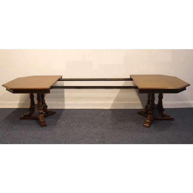 1960s Thomasville Kenilworth Collection 68" Double Pedestal Dining Table 860-3 For Sale - Image 5 of 7