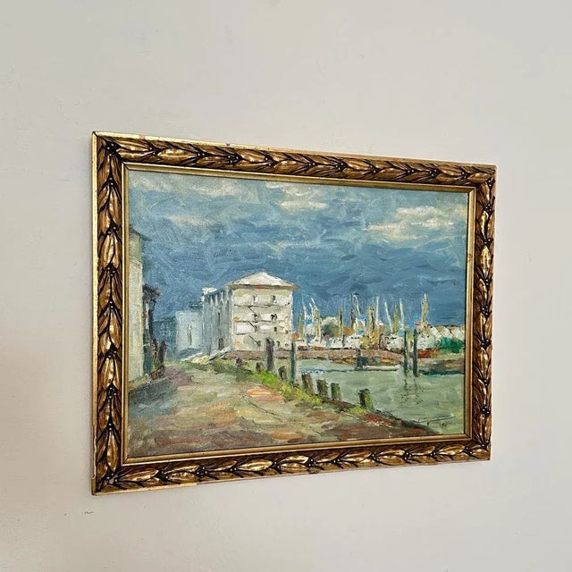 This beautiful Oil Landscape Painting in Gilded Frame was painted around 1990. A unique piece which is a great eye-catcher...