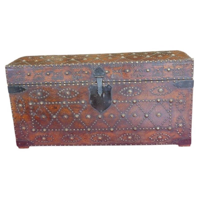 Antique Edwardian Studded Leather Dome-Top Chest, 1900 For Sale - Image 18 of 18
