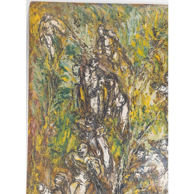 Mid-Century Modern Mid-Century Modern Abstract Expressionist Oil on Masonite Painting For Sale - Image 3 of 8