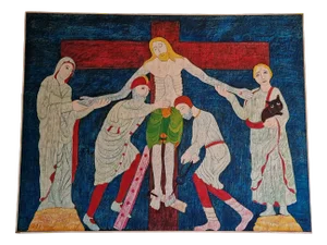 Arturo Cavalli, The Fireman's Christ, 1950s, Large Oil on Canvas