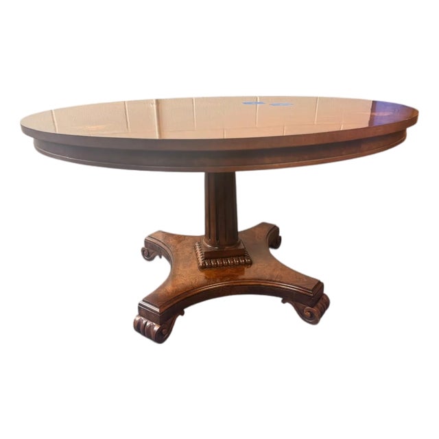1990s Attributed to Ralph Lauren for Henredon Regency Style Inlaid 54” Round Dining Table For Sale