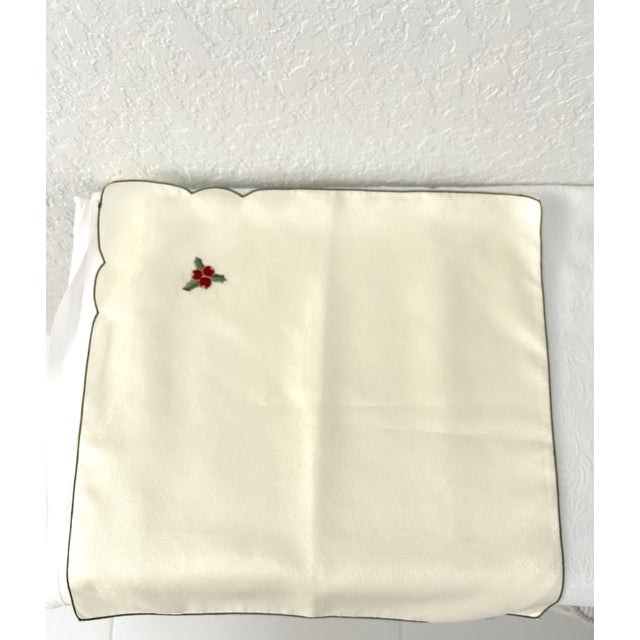 Victorian Vintage Embroidered Holly Berry Napkins, Set of 12 For Sale - Image 3 of 4