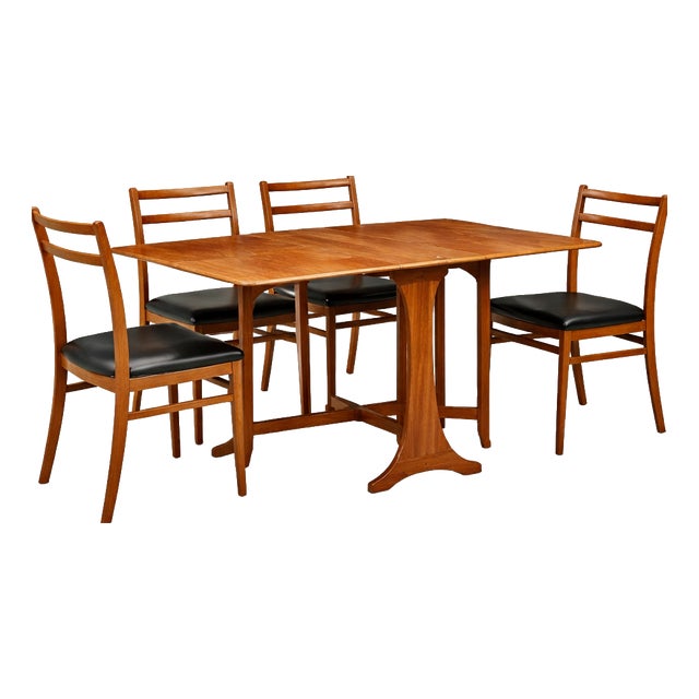 Mid-Century Fresco Drop Leaf Dining Table and Chairs from G-Plan, 1970s, Set of 5 For Sale