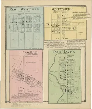 Antique Map of New Westville, Gettysburg, New Hope & Fair Haven, 1871