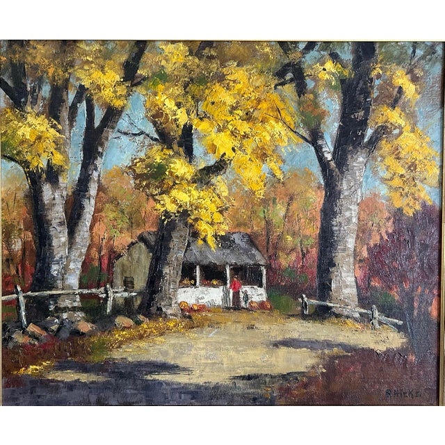 Vintage Impressionist Framed Fall Landscape Oil Painting For Sale - Image 4 of 9
