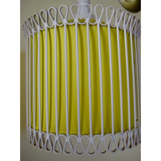 Mid-Century Modern White and Yellow Iron Chandelier For Sale - Image 6 of 11