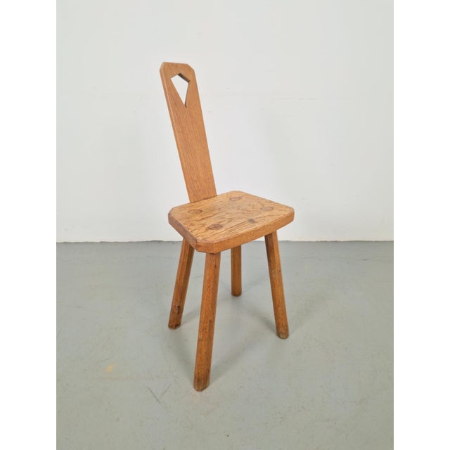 Wood Dutch Brutalist Oak Plant Table or Stool, 1950s For Sale - Image 7 of 7