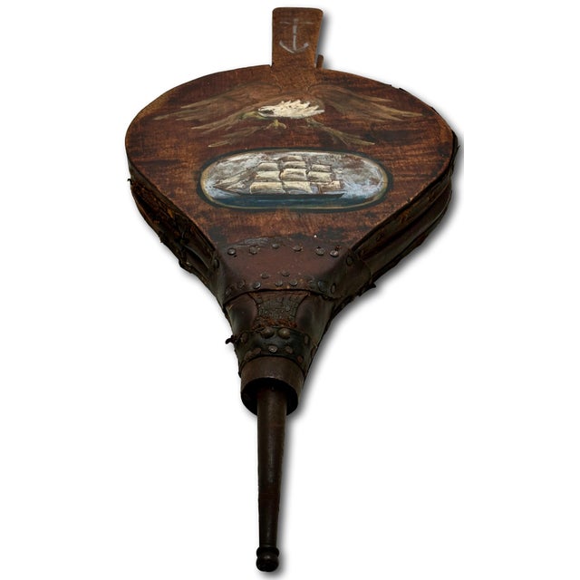 This is a Great Looking and Very Unusual Set of Authentic Antique American Shipboard Blacksmiths Bellows. Circa Mid 19th...