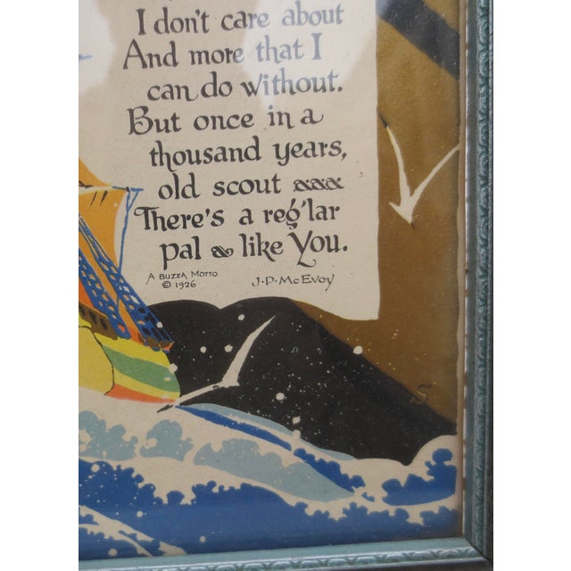 Antique Art Deco Motto Print, Original Frame 1926 For Sale - Image 4 of 7