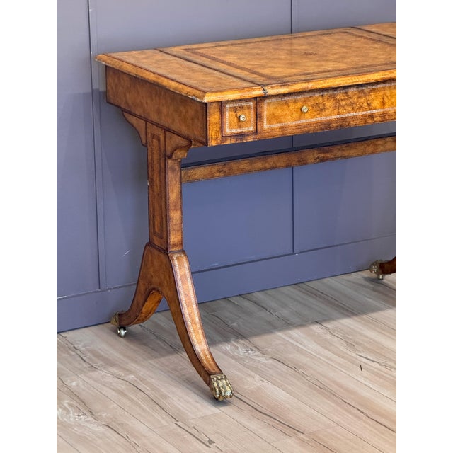 Mid-20th Century Tooled Leather-Clad Games Table For Sale - Image 4 of 18