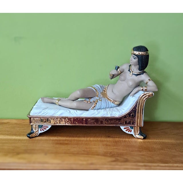 A high-quality glazed porcelain figurine of Cleopatra, entirely hand-modeled and hand-painted by ceramist and chemist José...