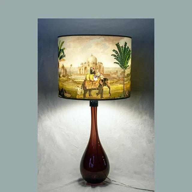 Murano Table Lamp with Paramume Discovering India, in New conditions. Designed from 2000 European Plug (up to 250V).