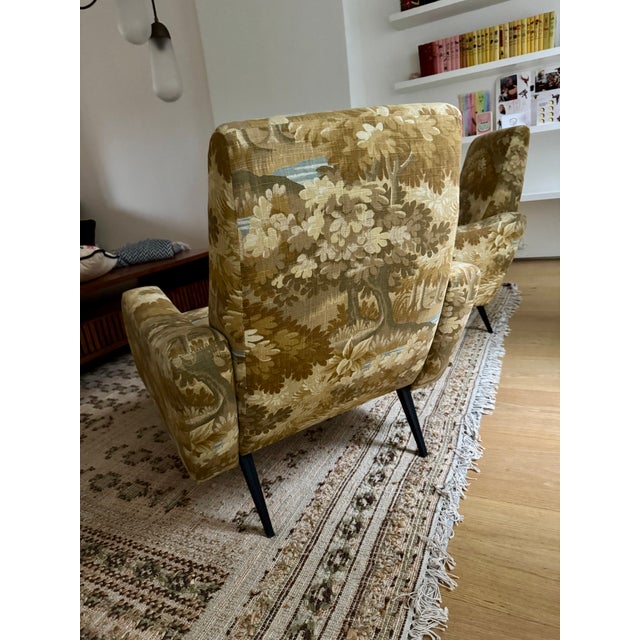 1950s Pierce & Ward Upholstered Chair 1950's Italian Armchairs in the Style of Marco Zanuso For Sale - Image 5 of 7
