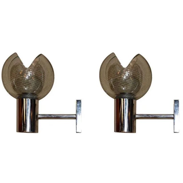 1960s Seguso Grey Glass Sconces - a Pair For Sale - Image 11 of 11