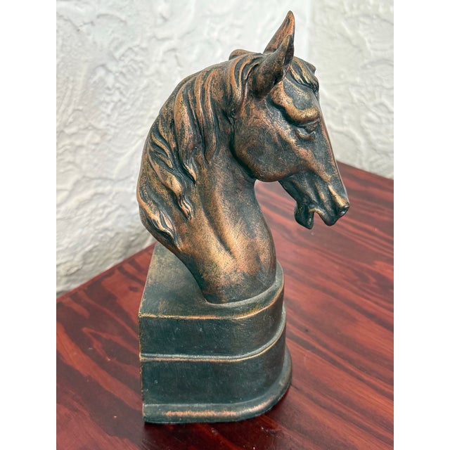 Chelsea House Inc 1980s Bronze Tone Horse Head Bookend For Sale - Image 4 of 8