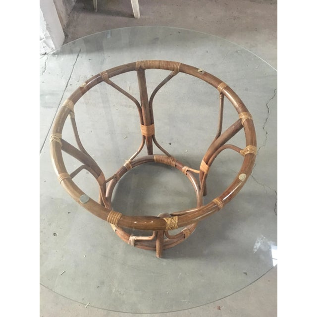 Mid-Century Modern Italian Bamboo Table with Glass Top, 1970s For Sale - Image 6 of 11