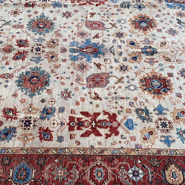 Ivory Persian Ziegler Hand-Knotted Wool Rug - 8' X 9'9" For Sale - Image 10 of 11
