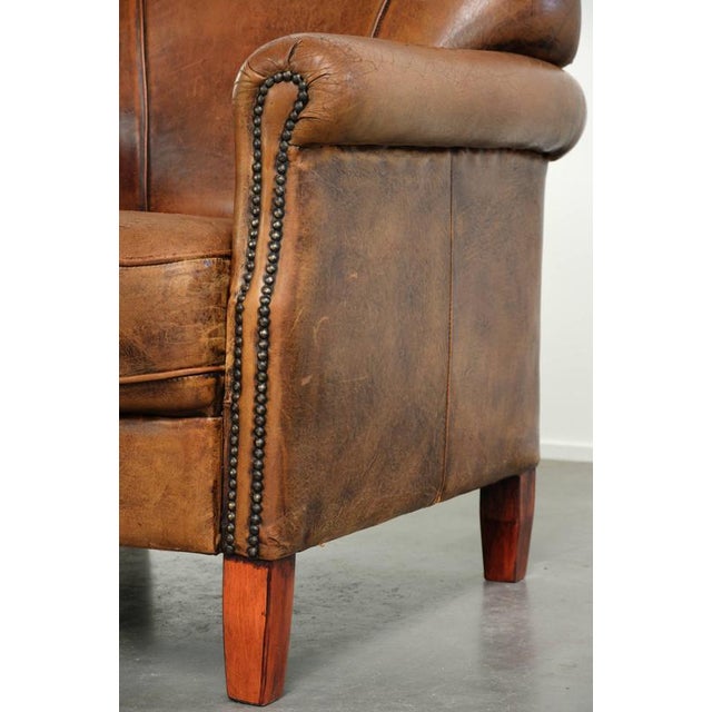 Vintage Sheepskin Armchair with Decorative Nails For Sale - Image 11 of 13