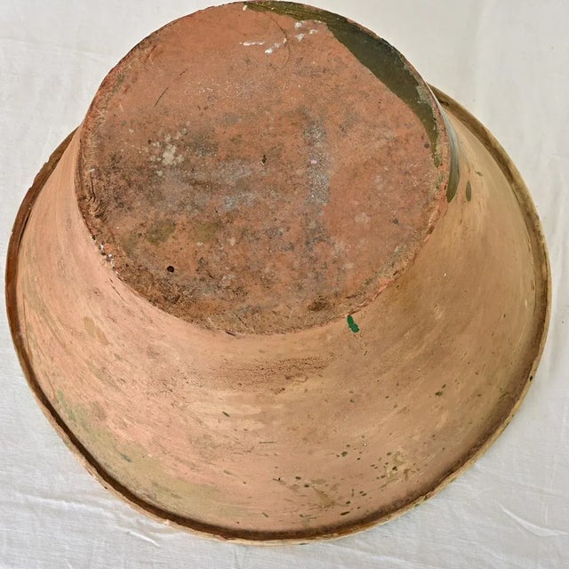 Cream Italian 19th Century Terracotta Green Glazed Passata Bowl For Sale - Image 8 of 8